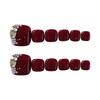 12pcs Rhinestone Red Fake Toenail Burgundy Shiny False Toenails Rhinestone-Edged for Shopping Traveling Dating