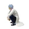 12cm Gintama Sakata Ginpa Silver Hair Lab Coat Figure Crouched Position Noodle Stopper Desktop Anime Decoration Collection Gift