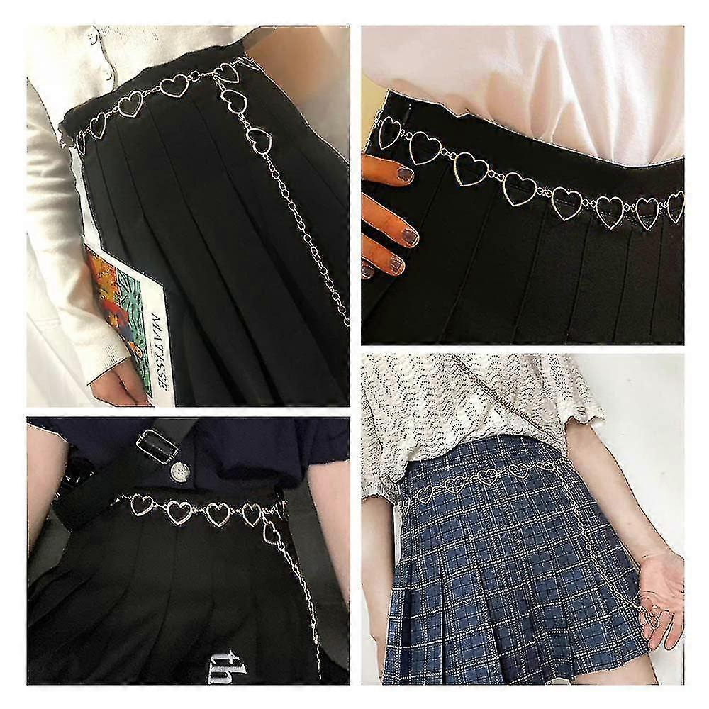 Women Chain Belt Cutout Heart Waist Body Chain Adjustable Metal Retro Sash Belt Chains - PJ