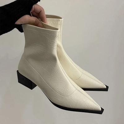 Ботинки женские новые 2024 пуанты на молнии роскошные дизайнерские низкие резиновые заостренные осенние модные женские ПУ базовые заостренные носки на тонких каблуках