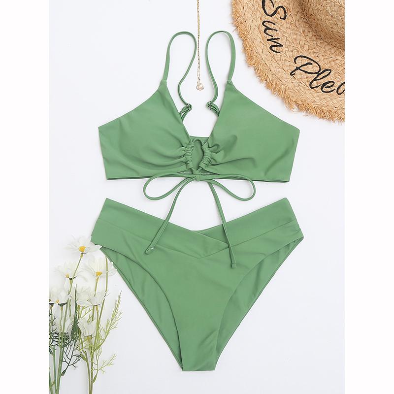 New Sexy Swimsuit Solid Color Bikini Women Swimwear Bathing Suits Push Up Biquinis Beachwear Two Piece Bikini Sets