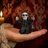 Hand Painted Gothic Home Decor Halloween Resin Figurine, Spooky Skeleton Pumpkin Ghost Statue for Retro Mottled Texture Ornaments Tiered Tray,