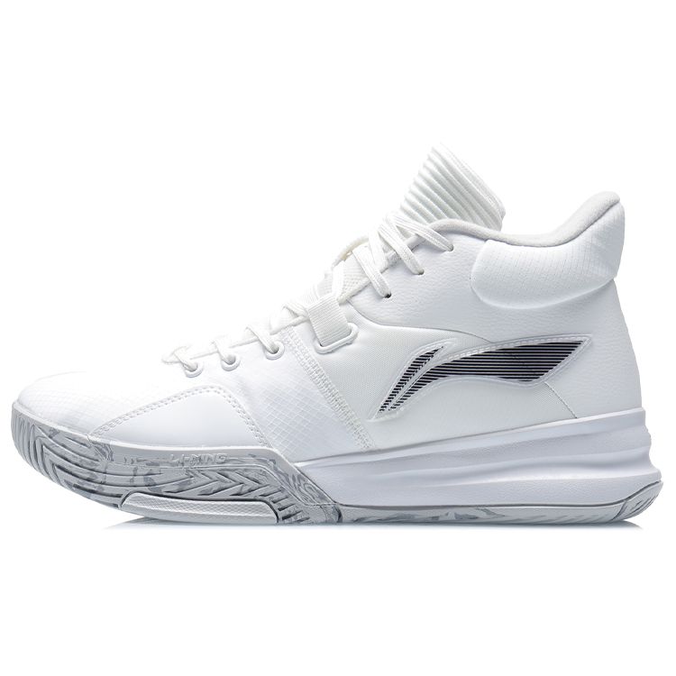 Li-Ning Lightweight Shock Absorbing Non-Slip Durable Mid-Top Basketball Shoes Men Sneakers White ABPQ039-5
