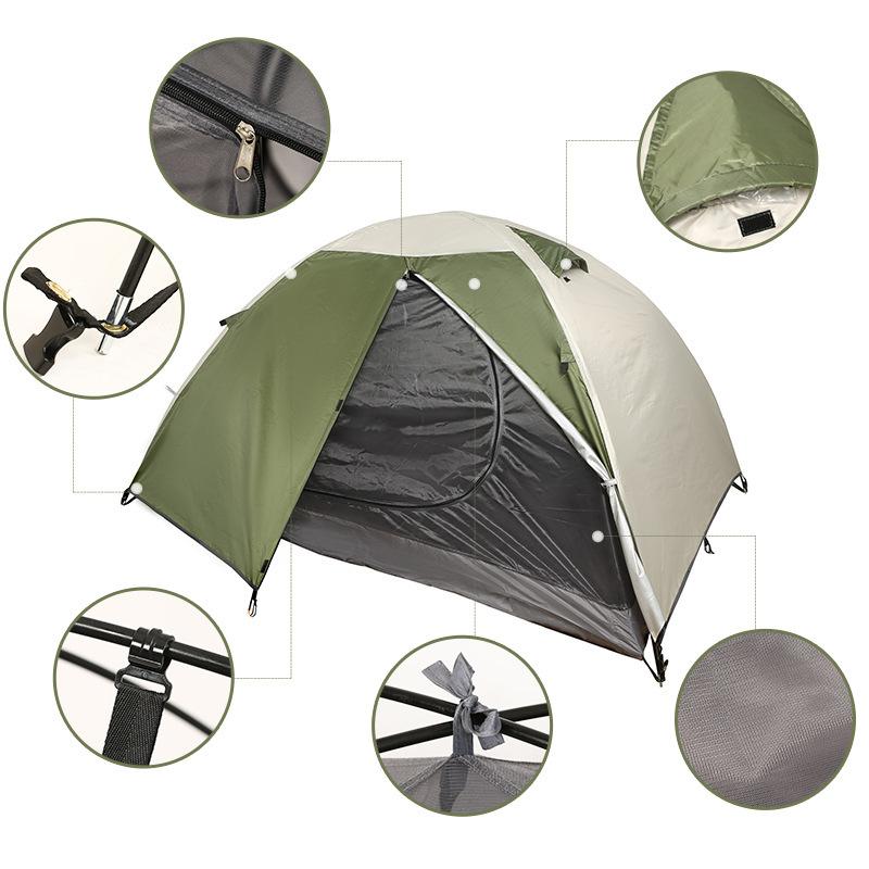 Outdoor Hand Camping Tent Camping Double-Layer Rain-Proof Windproof Thickening Mountaineering Ultra-Light Portable