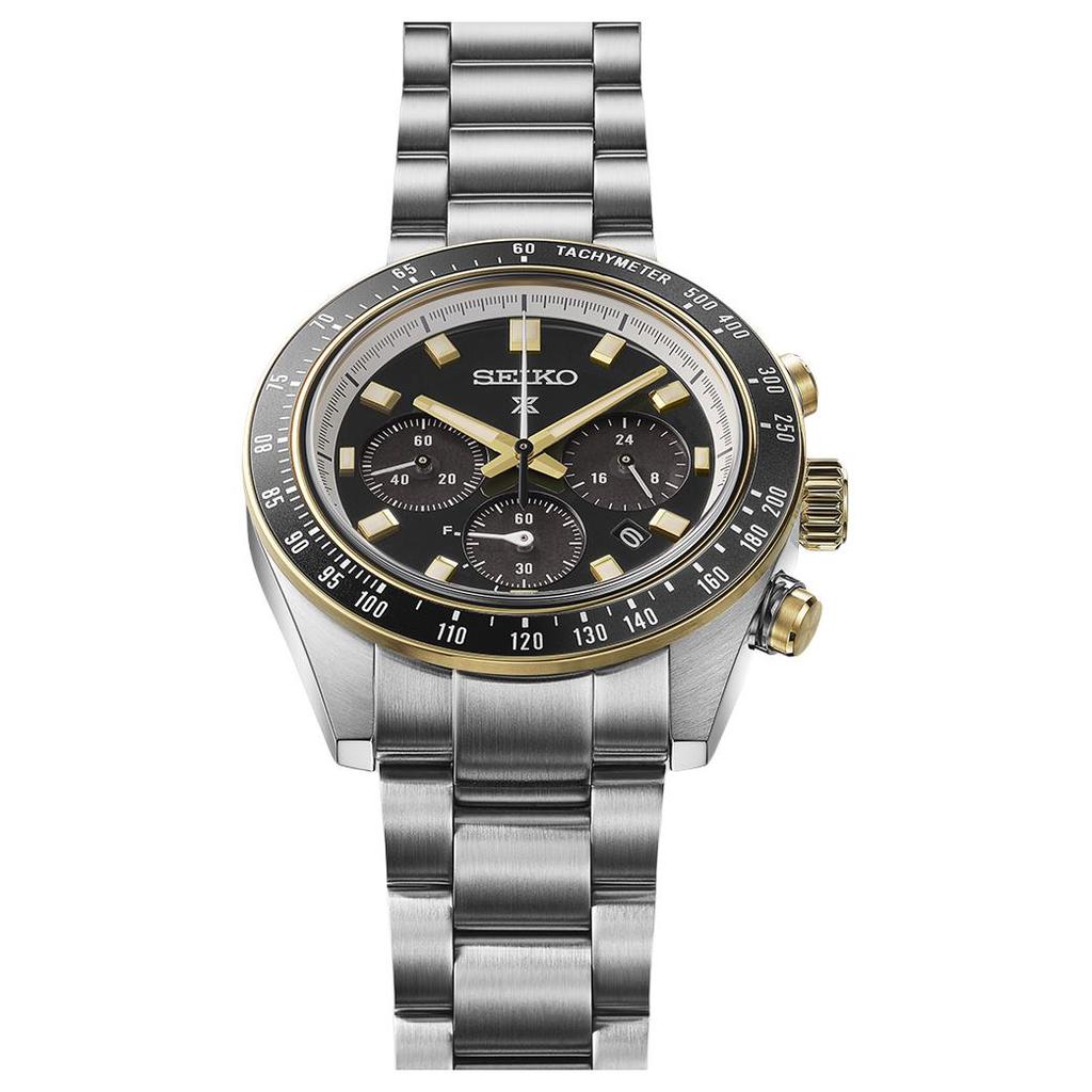 Seiko Prospex Часы с солнечным кварцевым механизмом и стальным ремешком 41,4 мм Мужские часы Черный циферблат SSC941P1