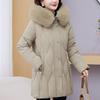 Winter Jackets Middle Age Woman Plus Size Outerwears Hooded Faux Fur Collar Thick Warm Casual Winter Coat Female Parkas