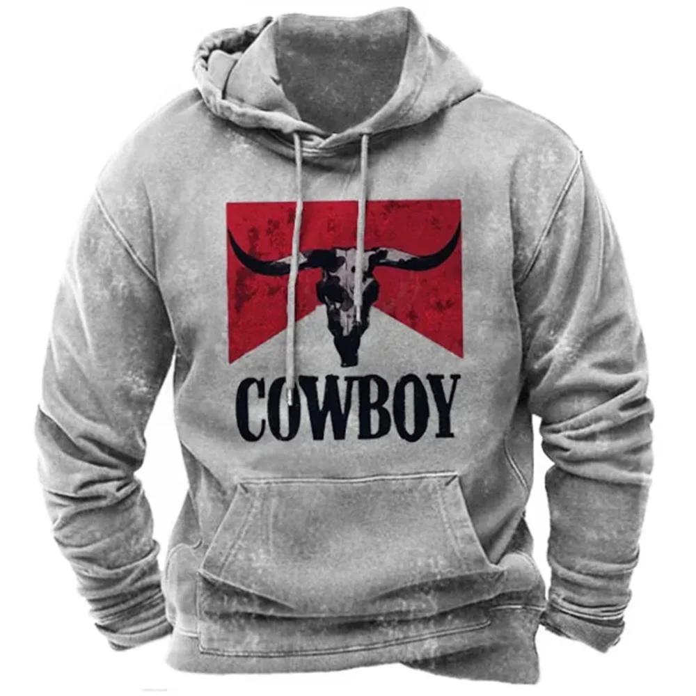 New Hoodies Sweatshirt Men's Hoodie 3D Cowboy Printed Pullover Oversized Men’s Tops Male Yellowstone Loose Vintage Clothes Hot