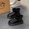Зимние женские ботинки на толстой подошве 2025 новые зимние короткие ботинки короткие ботинки с напуском и утолщенные водонепроницаемые хлопковые туфли увеличивающие рост хлопковые ботинки