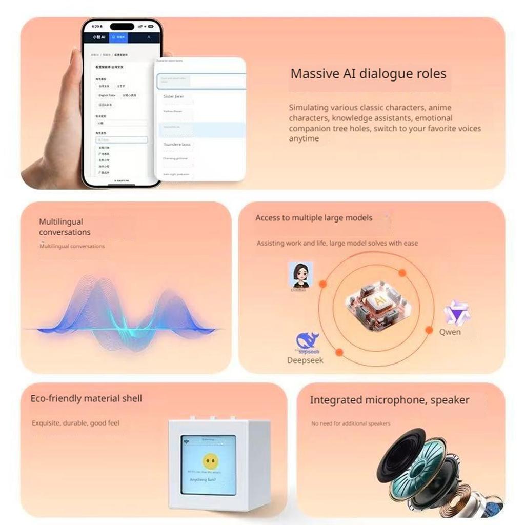 Robot ESP Series: 0.85in Smart Color Screen With Wi-Fi, Instant Voice Control & Multi-Scenario Family Assistant