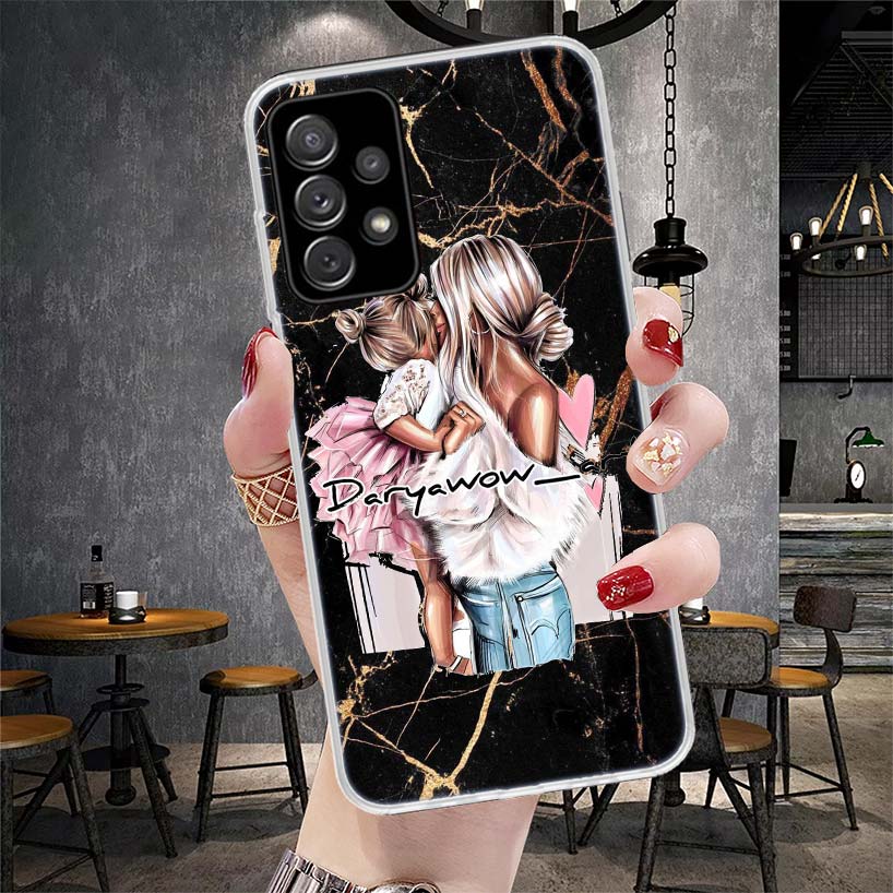 Мама Малыш Любовь Девочка Мягкий Чехол Для Телефона Для Samsung Galaxy A13 A14 A15 A16 A17 A53 A54 A55 A56 A57 A33 A34 A35 A36 A37 A23 A24 A25 A2