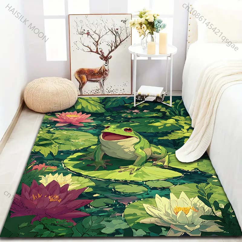 1PC Frog lotus pond nature Carpet for Living Room Bedroom Sofa Home Decor Rus Non-slip Floor Mat Luxury Gift