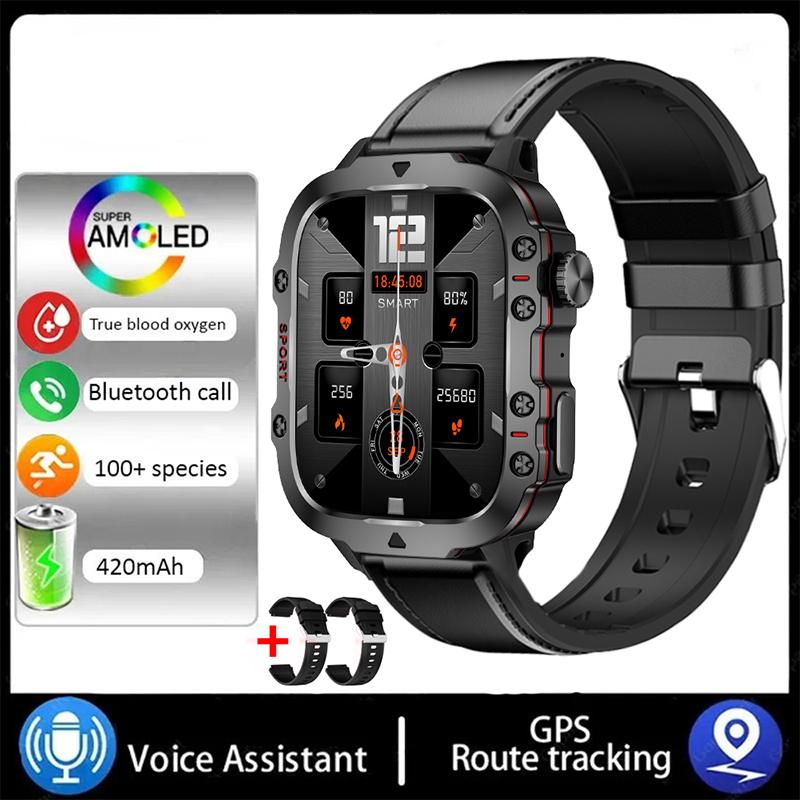 Новые умные часы с экраном 1,96 дюйма, 420 мАч, Bluetooth-часы с голосовым помощником, спортивные часы для фитнеса, водонепроницаемые умные часы для мужчин