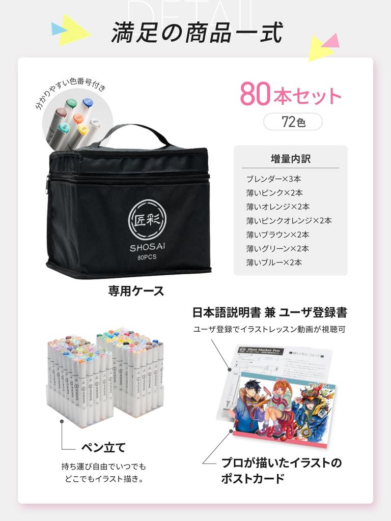 Художественные маркеры Takumisai Artist 72 80 Маркеры Кистевидные Спиртовые Набор [Профессиональный контроль, Цвета, Ручки]