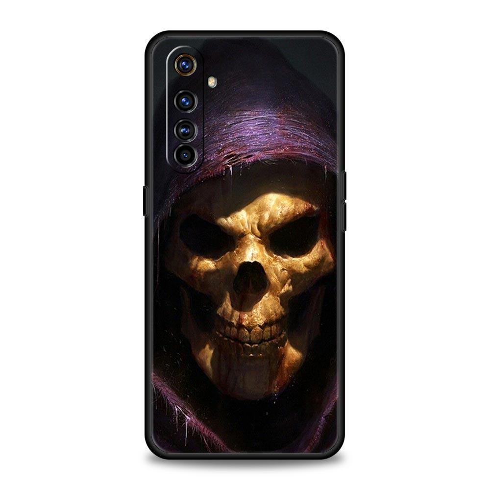 Grim Reaper Skull Skeleton Phone Case For Realme 10 9 8 5G 7 6 GT2 Pro Plus 9i 8i C21 C11 C25 C35 GT Neo 2 3 3T Soft Black Cover