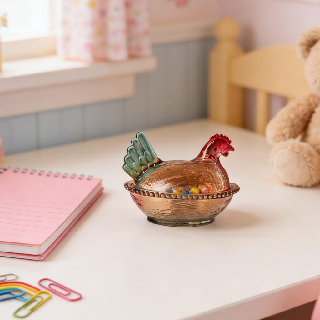 Хрустальное Стекло Курица Форма Хранение Банка Фигурка Конфетница