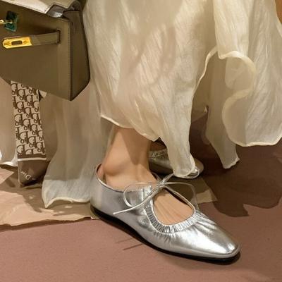 Модные балетки женские кожаные туфли женские узкий ремешок серебристые балетки блеск блеск золотые круглый носок весенняя обувь