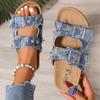 2025wish сандалии на плоской подошве большого размера 2025 весенний взрыв джинсовые ленивые шлепанцы на одном педале