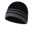 Black Knitted Hat for Men Winter Fleece-Lined Woolly Hat Cycling Beanie Windproof Cold-Weather Hat Beanie