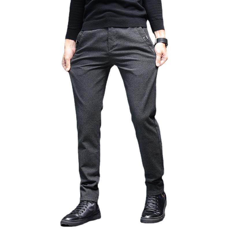 Casual Pants for Men's Spring and Autumn Comfortable Slim Fitting Straight Leg Pants, Versatile and Fashionable Light Business Pants for Men
