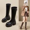 2025 New Knight Boots Thick-soled Thin Boots Thick Heel Heightened Long Tube Ultra-high Heel Boots Children But Knee Boots