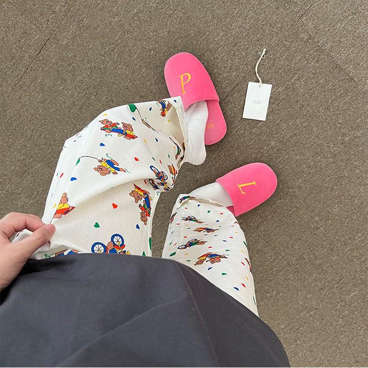 Женские фланелевые пижамные штаны с рисунком медведя — повседневные и теплые на все времена года