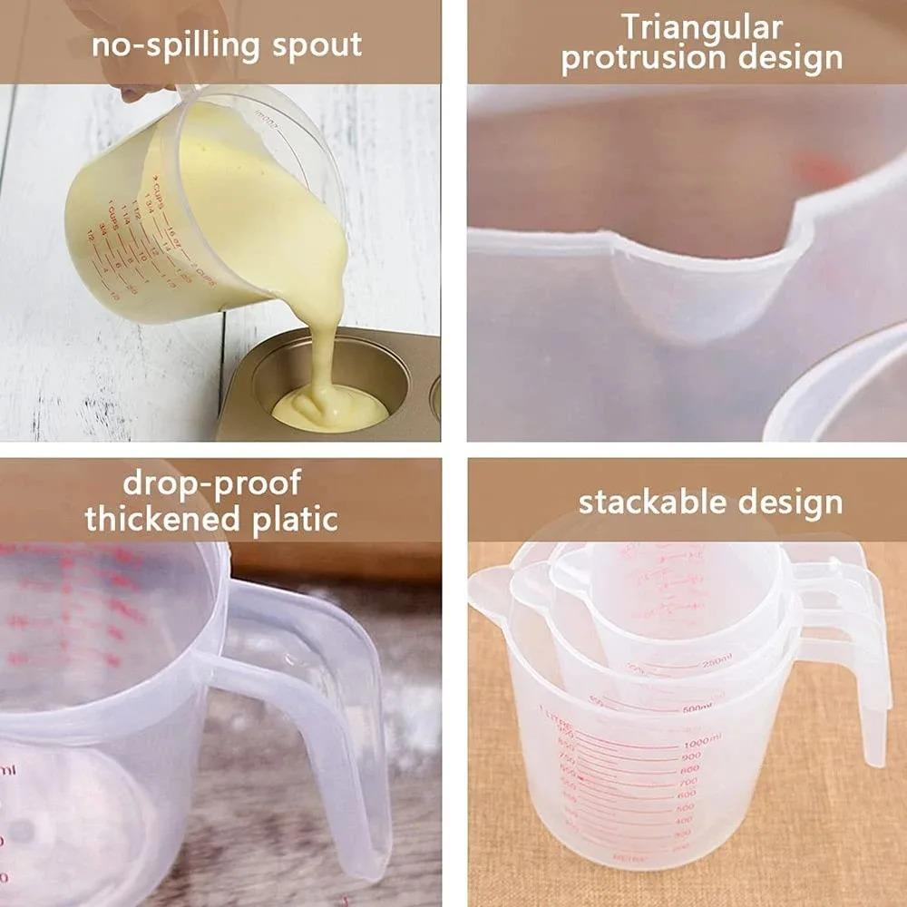 250ML 500ML 1000ML Measuring Cup Dropshipping Sale Plastic Tip Mouth Jug Pour Spout Transparent Handle For Baking Kitchen Tool