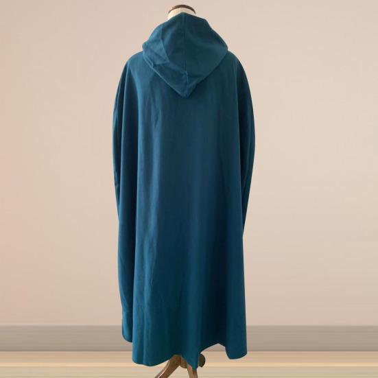 Winter Women Jacket with Hood Medieval Retro Cape Gothic Keep Warm Shawl Ankle Length Loose Cloak Thick Single-Button Closure Poncho Pirate Robe