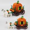 Building Block Carriage Assembly Halloween Scene Ornament Pumpkin Carriage Transportation Model Holiday Ornament