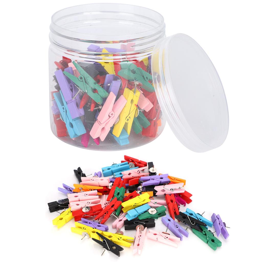 100 шт. Зажимы-кнопки, маленькие мини-цветные фото-зажимы, деревянные зажимы для поделок