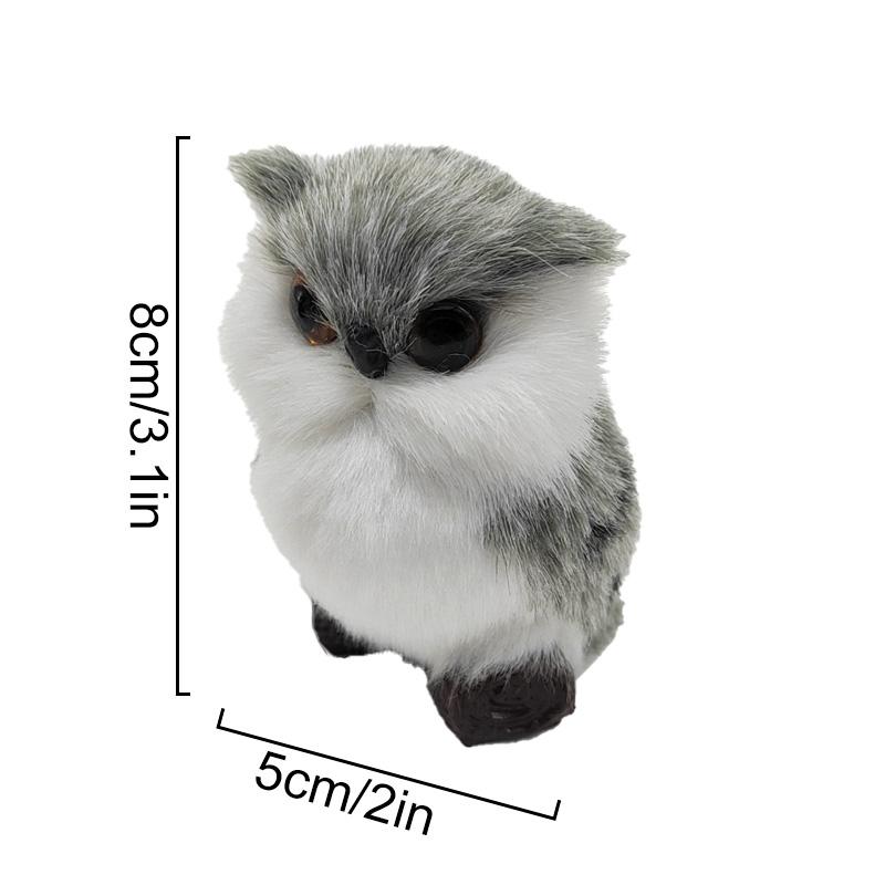 1Pc Figurines New Year Miniatures Table Decorations Plush Mini Simulation Ornaments Artificial Owl Fake Animal