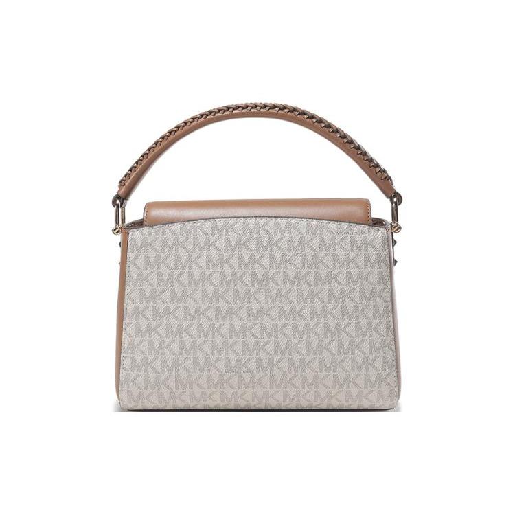 New MICHAEL KORS Karlie Cow Leather Shoulder Bag, Crossbody Bag, Handbag Small Women's Vanilla White/Acorn Brown 32F1GCDC1B-149