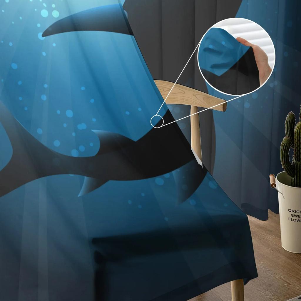 Shark Silhouette Curtain Window Tulle For Living Room Bedroom The Kitchen Window Treatment Decorations Curtains
