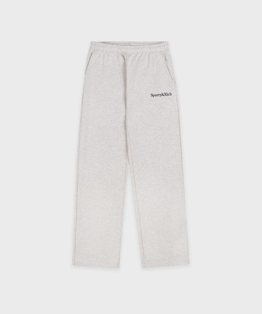 SPORTY&RICH Serif Logo Embroidered Wide Sweatpants Unisex - Grey R265Aup005