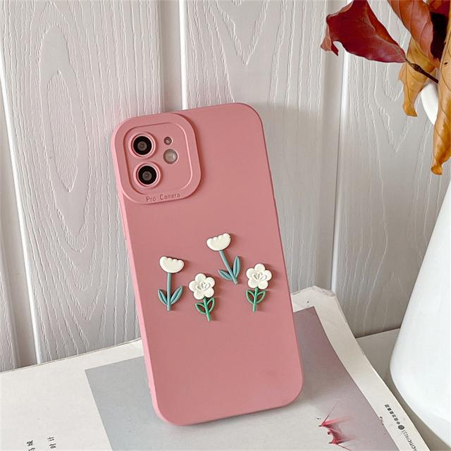 Корейский эстетический 3d цветок розовый чехол для телефона для Iphone 14 13 12 11 Pro Xs Max X Xr 7 8 Plus Se 3 милый тюльпан мягкий силиконовый чехол