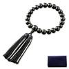 Мужские буддийские молитвенные бусы, чистый шелк с двухцветной кисточкой и черным ониксом (20 бусин) [Оникс] [Набор мешочков для молитвенных четок] M-040 Киотские буддийские молитвенные четки