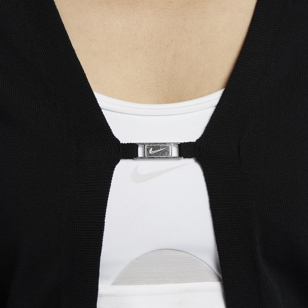 Nike Спортивная одежда Полосатый вышитый мягкий трикотажный топ с длинным рукавом женские топы черного цвета FN2145-010