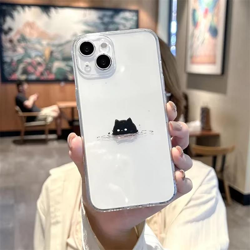 Забавный Черно-Белый Кот Любители Пара Чехол для Телефона Для iPhone 16 15 14 13 12 11 Pro Max XS X XR 7 8 SE Силиконовый Парный Чехол Funda