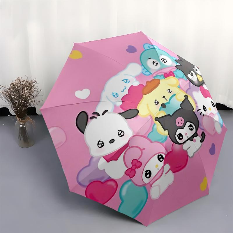 1pc Hello Kitty & Friends Automatic Opening/Closing Umbrella with Foldable Design, 8-Bone Iron Frame, Outdoor, Perfect Gift for Fans, Travelers, Every