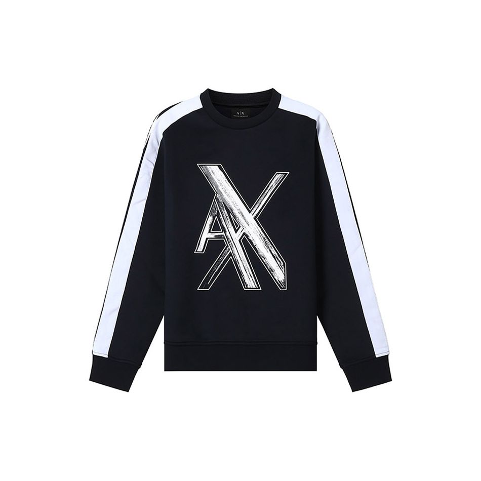 Armani Exchange Свитшот с буквенным блоком и круглым вырезом Мужские свитшоты Глубокий темно-синий 6KZMLR-ZJKQZ-1583