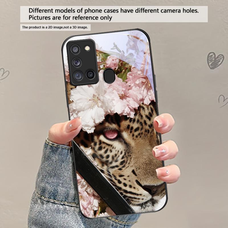 Цветочный Леопардовый Тень Для Samsung Galaxy A30 A31 A32 A33 A34 A35 A42 A30s A20 A25 A26 A51 A56 A54 A72 A73 70 Стеклянный Чехол для Телефона