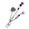 Unique and Stylish Beaded Keyring Dark Themed Skull Heart Cross Pendant Keychain Accessory for Fashion Enthusiasts
