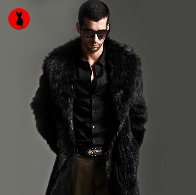 Мужская куртка из искусственного меха, модное утепленное пальто, осенне-зимнее мужское пальто из искусственного меха с большими лацканами, длинное мужское пальто из меха, мужская одежда