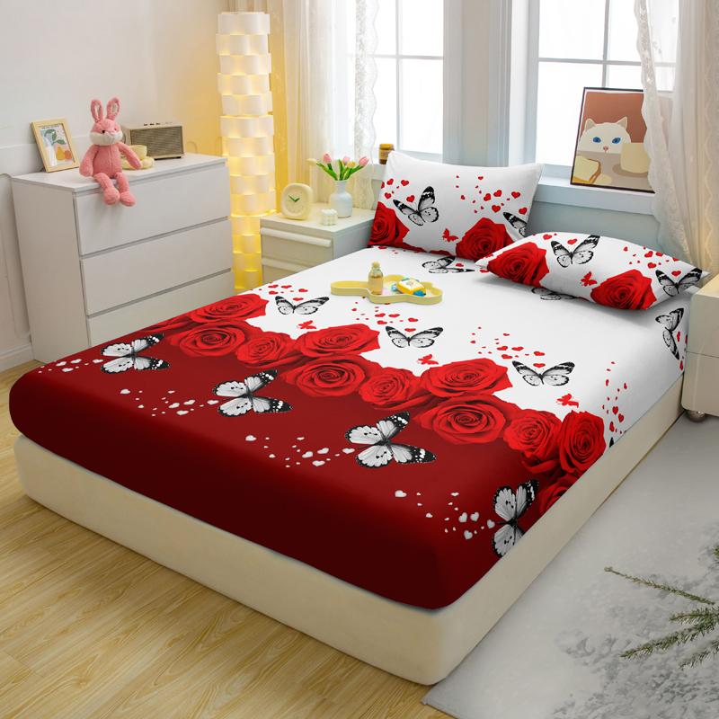 Простой современный 3-предметный матовый комплект простыней из трех частей с растительным и цветочным узором, Набор печатного постельного белья для спальни, Постельные принадлежности