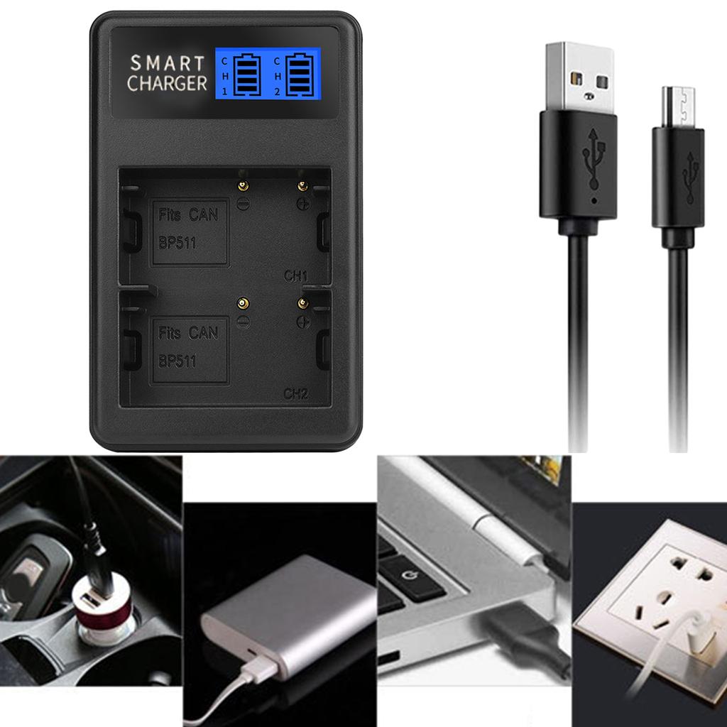 BP511 ЖК-зарядное устройство USB Зарядное устройство для аккумуляторов камеры Эффективная зарядка для EOS 10D 20D 30D 40D 50D D60 MV630i Камера