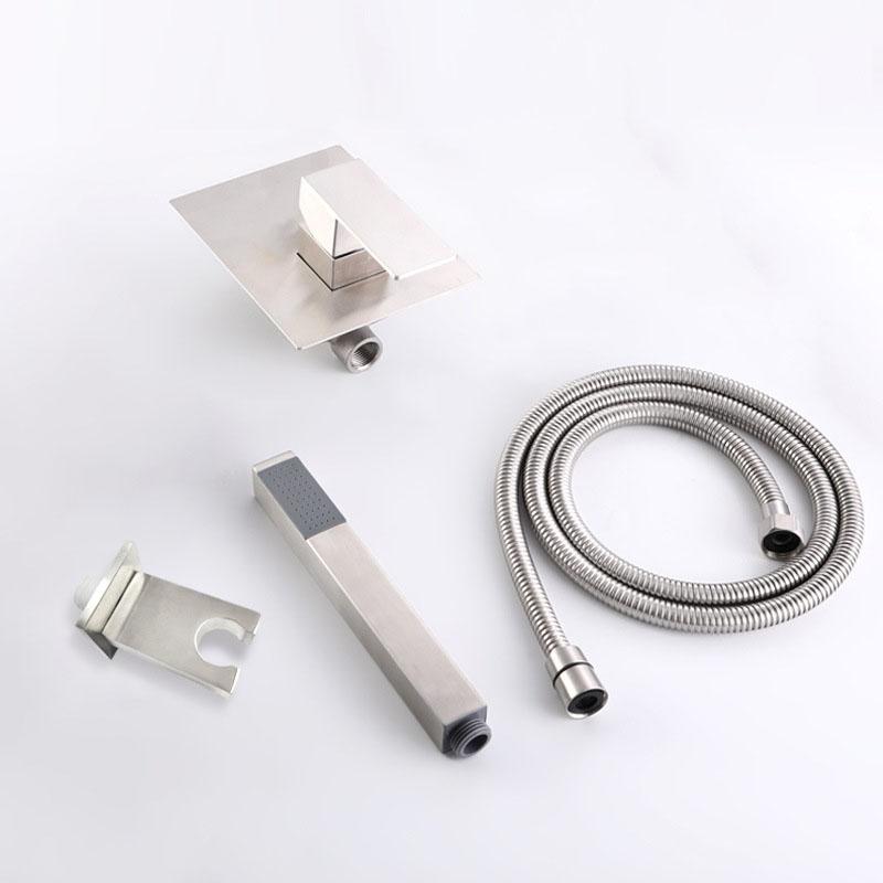 Хром/Матовое золото/Черный Набор ручного душа для ванной из нержавеющей стали 304 Квадратная насадка для душа под давлением