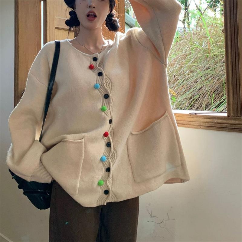 2024 зима, большие размеры, осень, женские однотонные свитера на пуговицах, куртка, вязаная мода, оверсайз, повседневный стиль, свободный кардиган, свитер