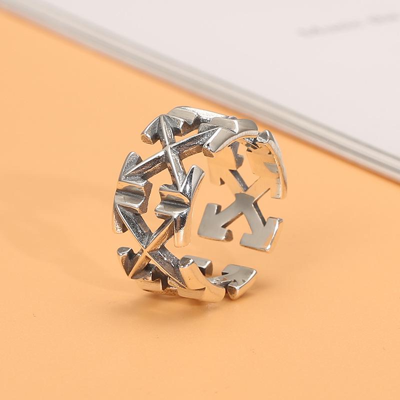 European Retro Distressed Double Arrow X Ring: High-End Thai Silver Jewelry with Trendy Elegance