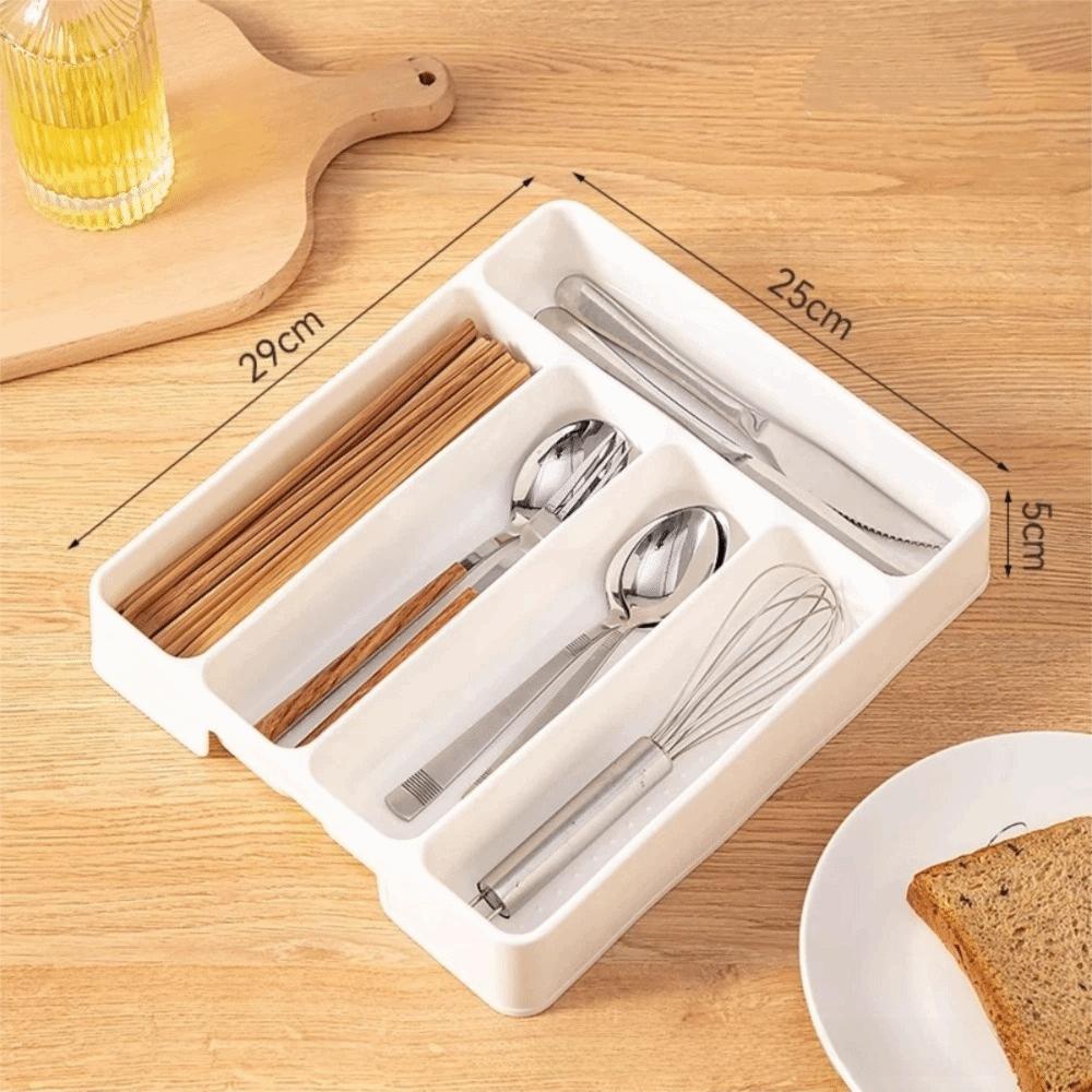 Quality 4/5 Compartments Cutlery Organizer Rectangle Easy Clean Spoon Fork Separation Box Utensil Tray Kitchen
