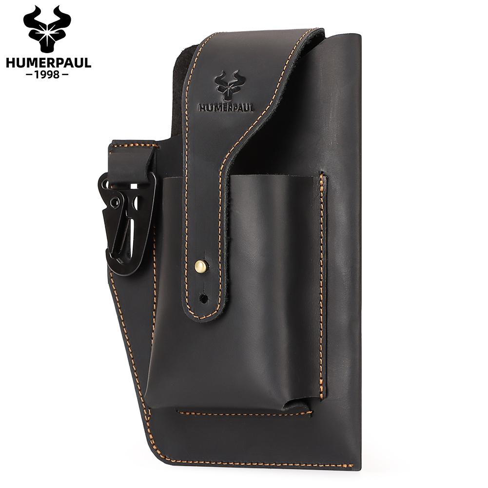 Humerpaul Мужская кожаная поясная сумка из натуральной кожи, большая вместительная сумка для мобильного телефона, чехол для ключей