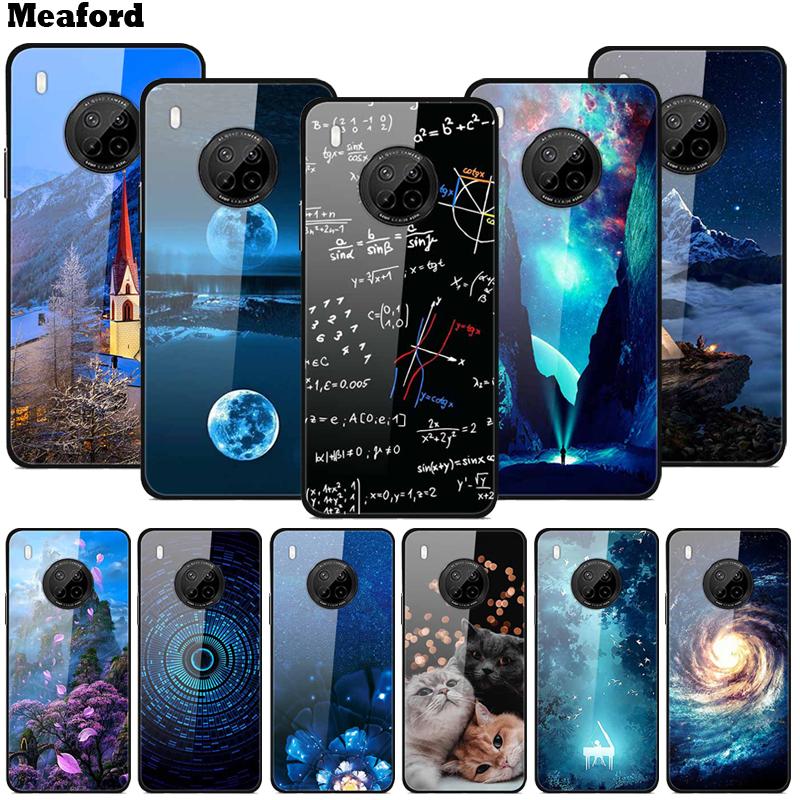 For Huawei Y9A Cases Y8P Y7P Y5P P40 Lite Tempered Glass Hard Back Covers For Huawei P Smart 2021 2020 Cases Bumper Painted Capa